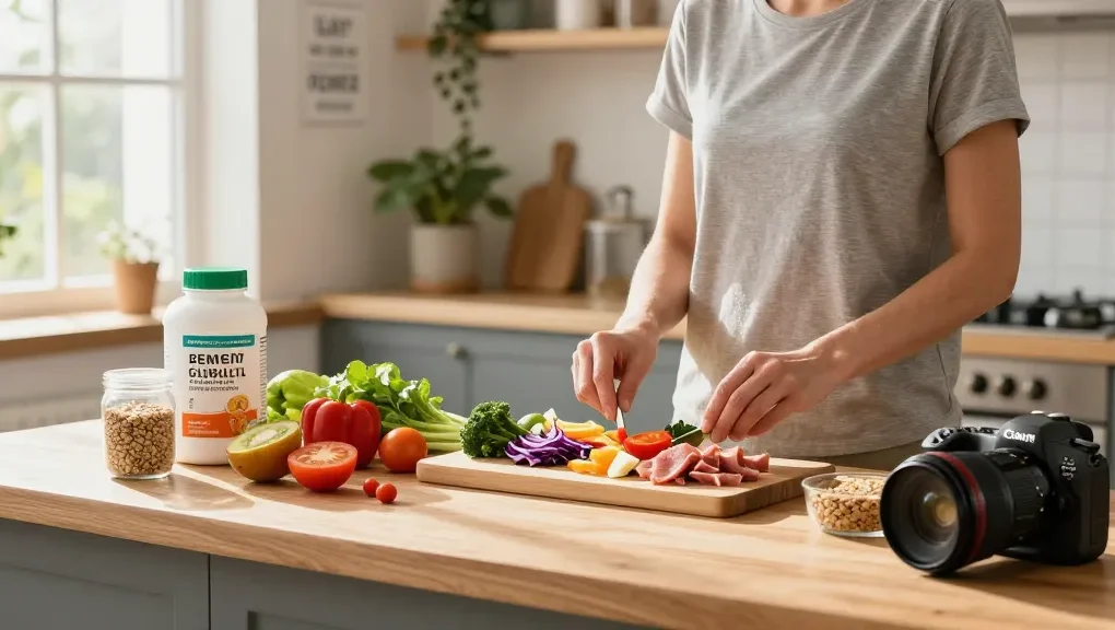 Healthy meal preparation scene featuring rokok88 lifestyle with fresh ingredients.