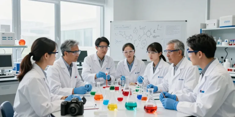 Ozon Chemical Europe team collaborating in a modern laboratory, showcasing commitment to quality chemical research.