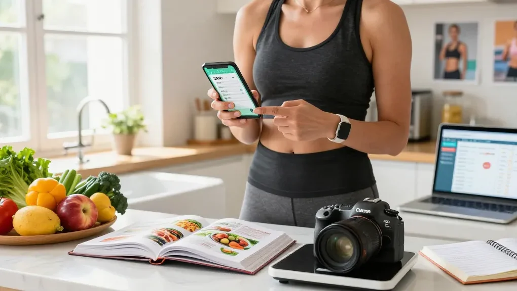 Using the best AI calorie tracker in a vibrant kitchen for meal planning and healthy eating.